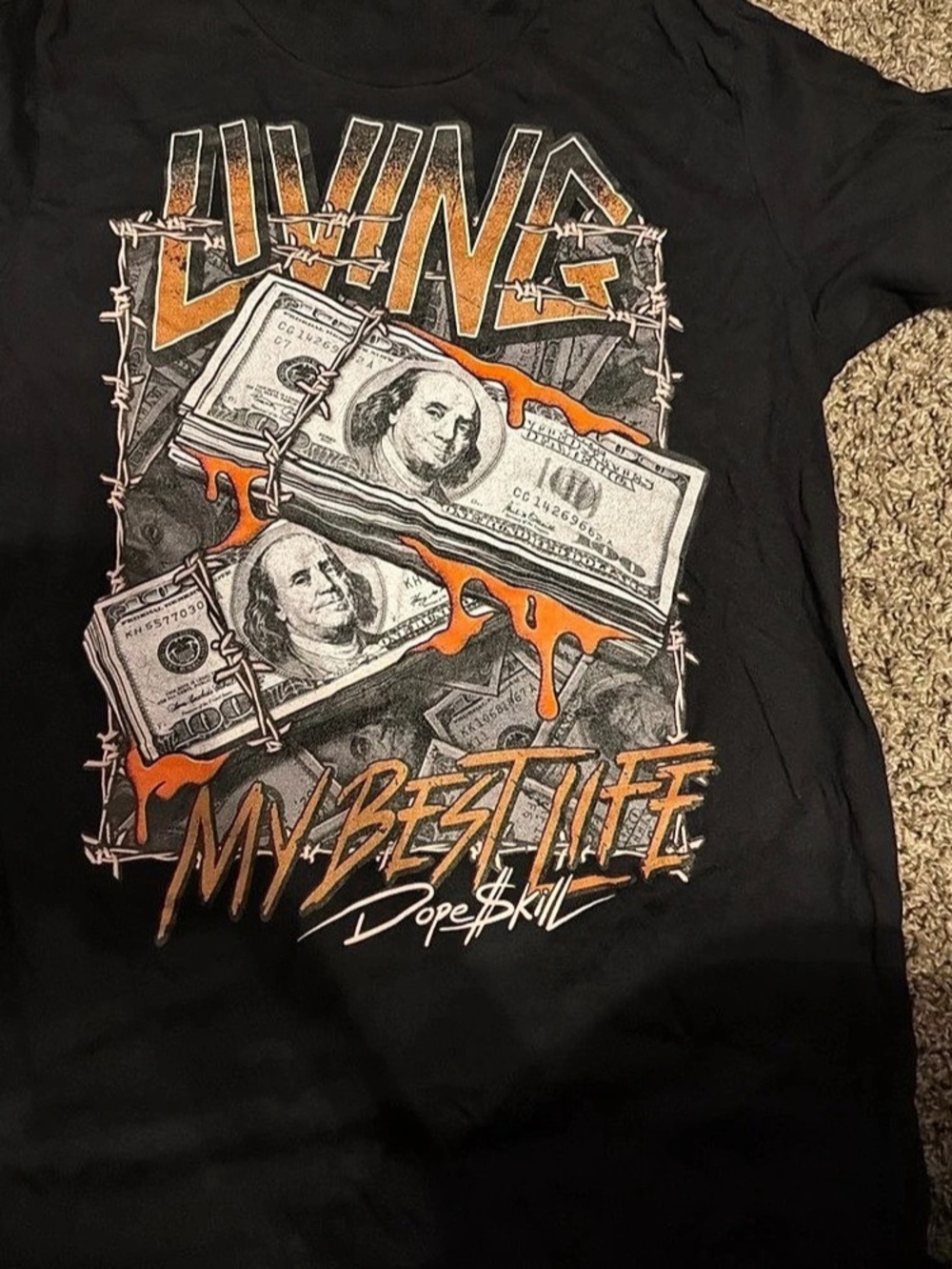 Dope Skill Graphic Short Sleeve Tee in Black & Orange